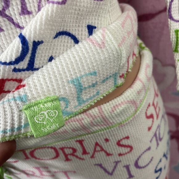 Vtg Y2k Victorias Secret XS After Party Thermal Co-ord Pajama 2 piece Set - Picture 10 of 12